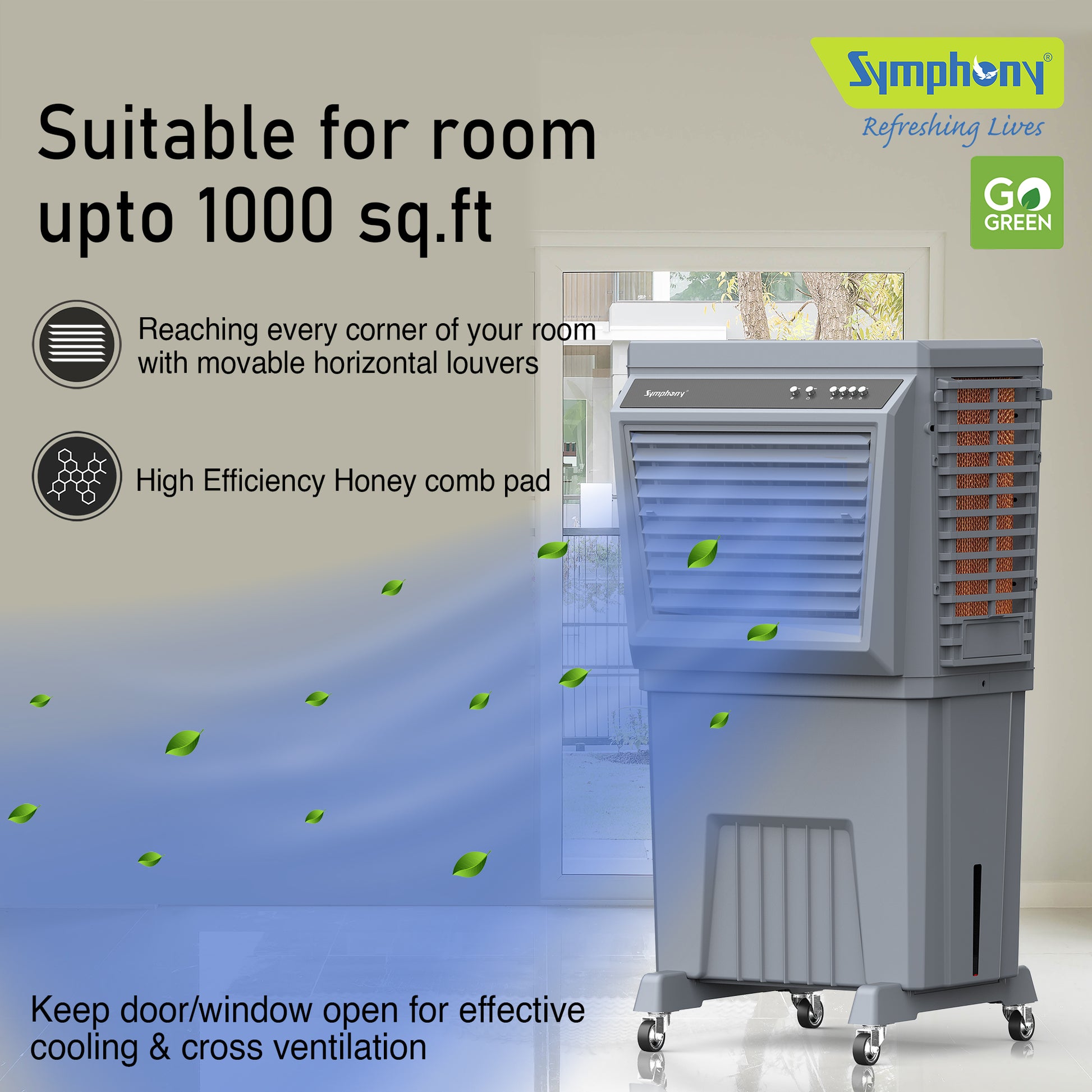 Symphony 3-in-1 Evaporative Air Cooler for Indoor, Outdoor - Kea Global