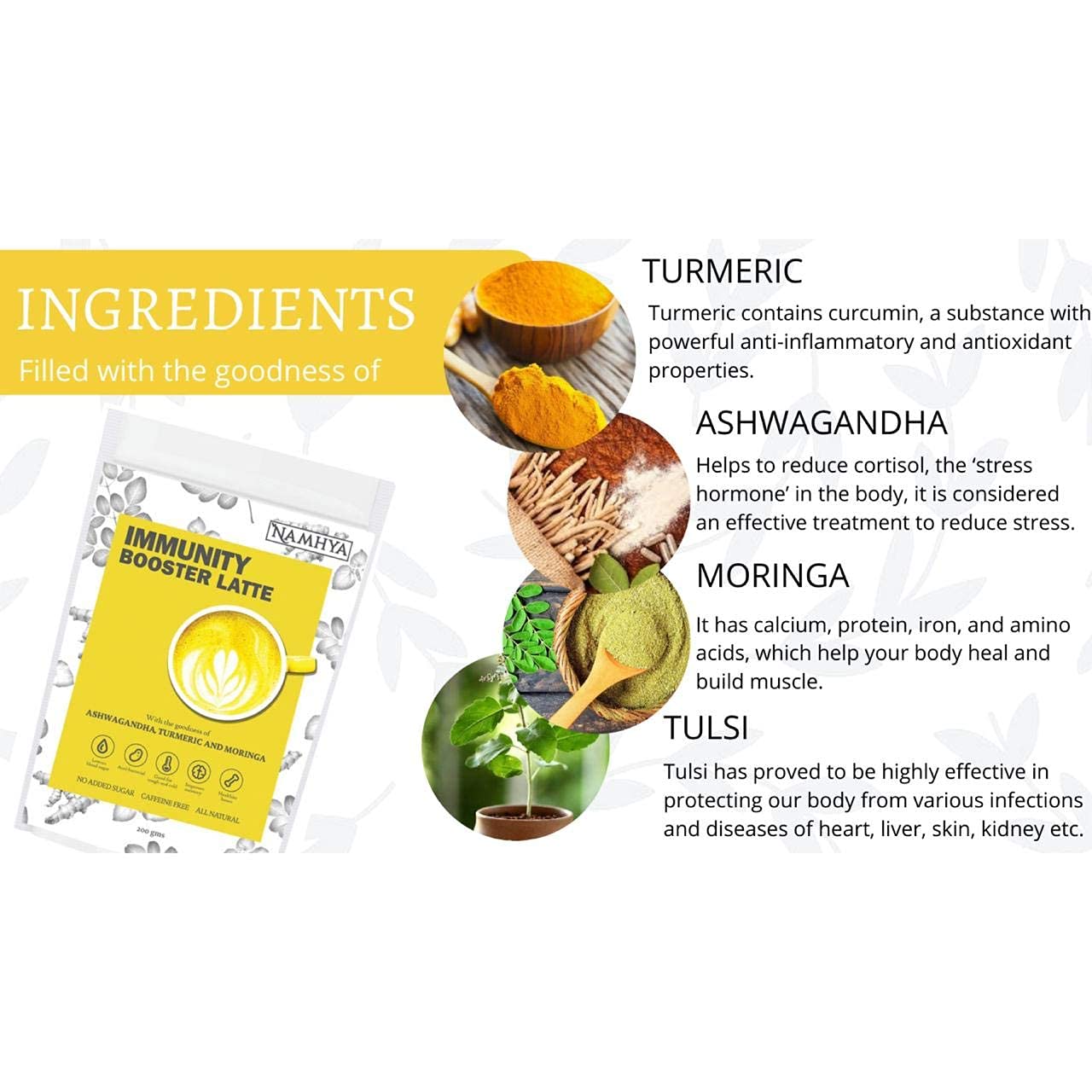Namhya Immunity Booster Latte with Turmeric, Ashwagandha & Moringa - Kea Global