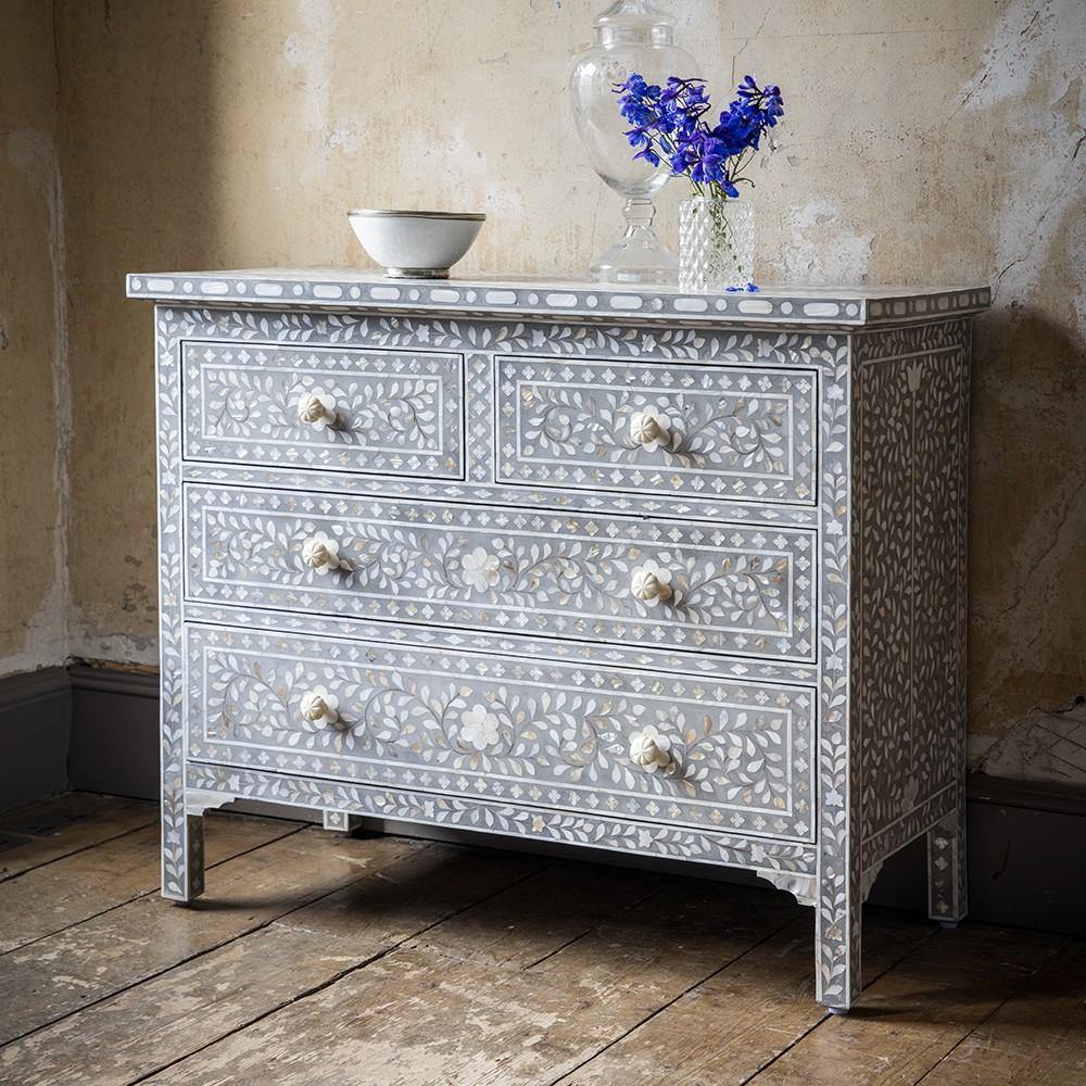 Lavish Touch Narvic Drawer Chest - Mother of Pearl Inlay - Kea Global