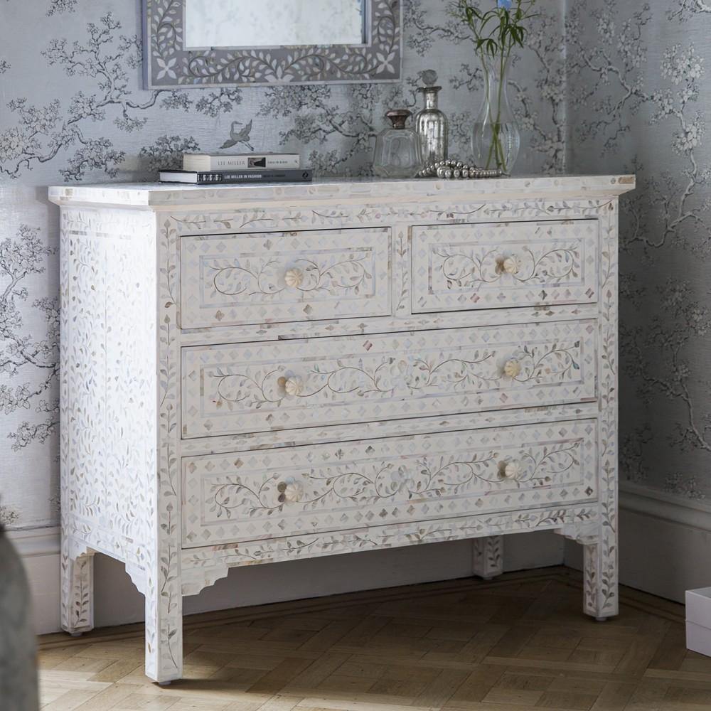 Lavish Touch Elko Drawer Chest - Mother of Pearl Inlay - Kea Global