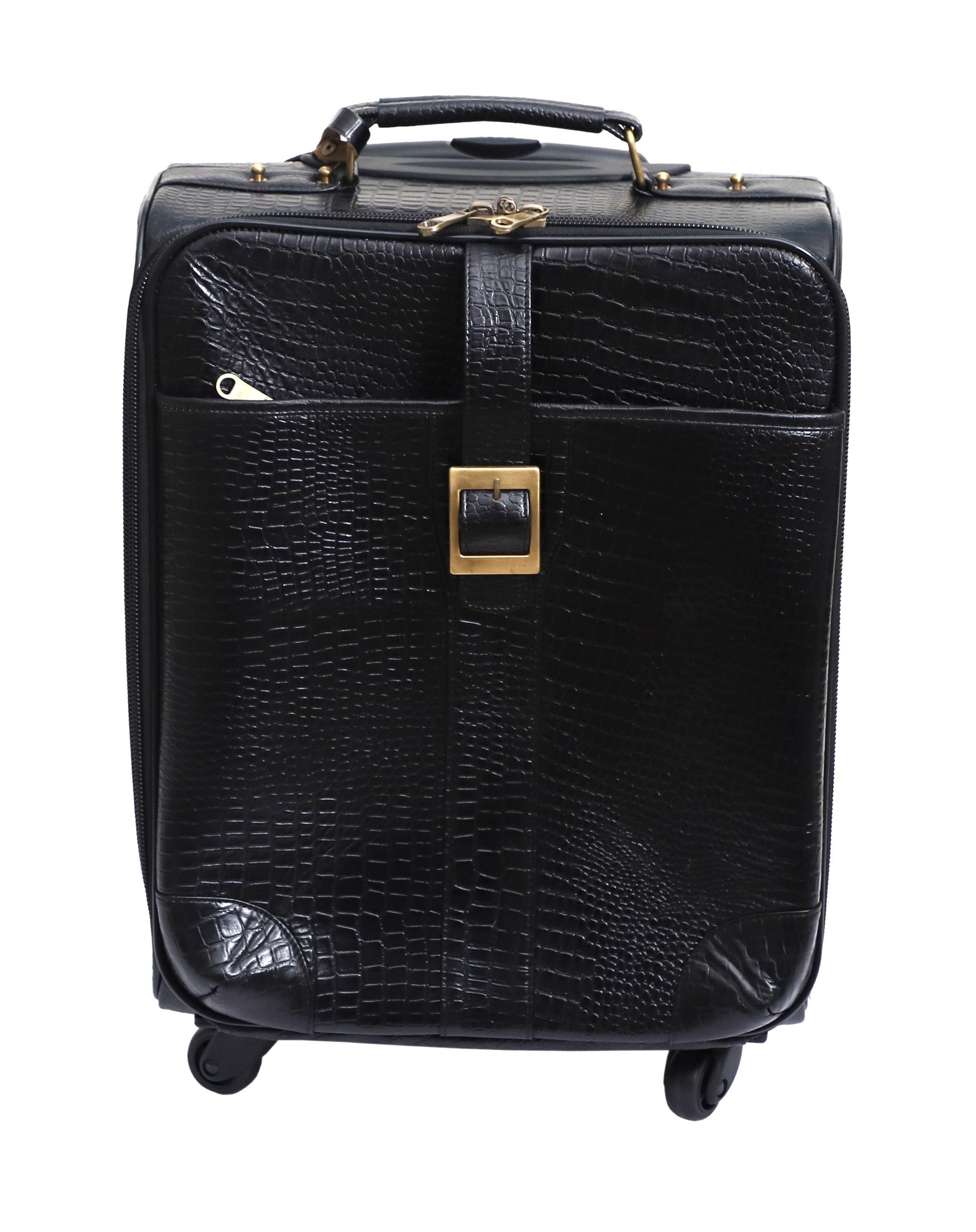 Lavish Touch Oslo Trolley Bag
 Leather - Black
 ( With Texture ) - Kea Global