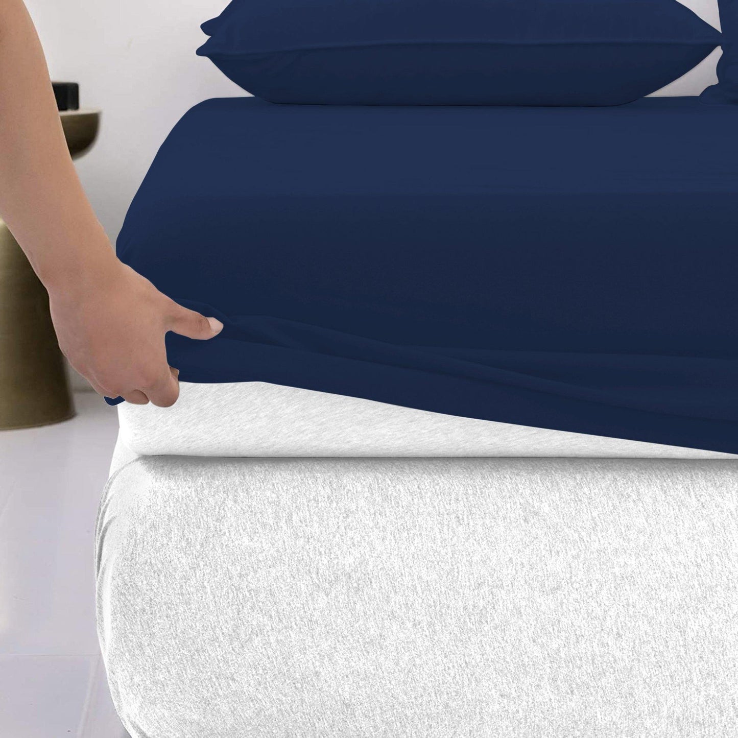 Lavish Touch Cotton Rich Tri Blend Easy Care Fitted Bed Sheet 1250 Tc - Kea Global